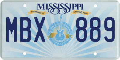 MS license plate MBX889