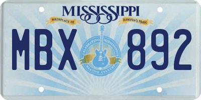 MS license plate MBX892
