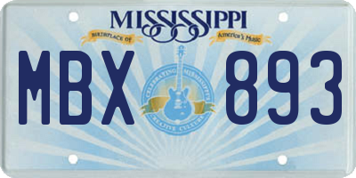 MS license plate MBX893