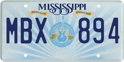 MS license plate MBX894