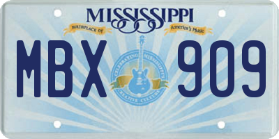 MS license plate MBX909
