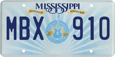 MS license plate MBX910