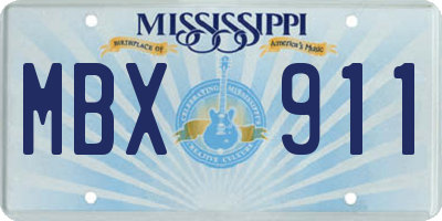 MS license plate MBX911