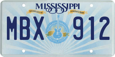 MS license plate MBX912