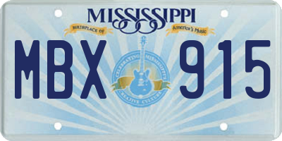 MS license plate MBX915