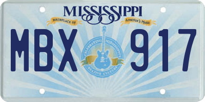 MS license plate MBX917