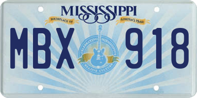 MS license plate MBX918