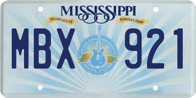 MS license plate MBX921
