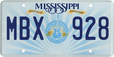 MS license plate MBX928