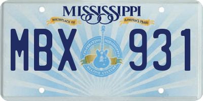 MS license plate MBX931