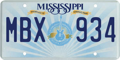 MS license plate MBX934
