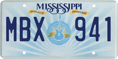 MS license plate MBX941