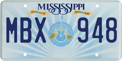 MS license plate MBX948