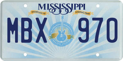 MS license plate MBX970