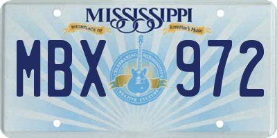 MS license plate MBX972