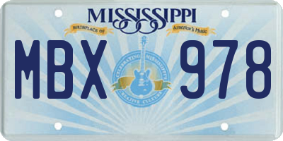 MS license plate MBX978