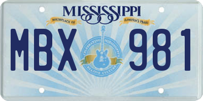 MS license plate MBX981