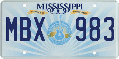 MS license plate MBX983