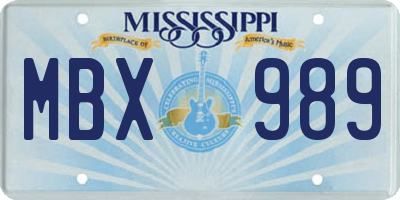 MS license plate MBX989