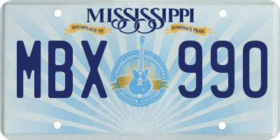 MS license plate MBX990
