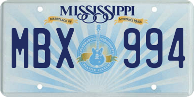 MS license plate MBX994