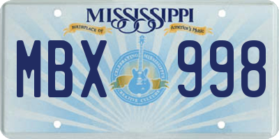 MS license plate MBX998