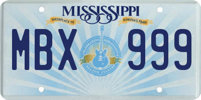 MS license plate MBX999
