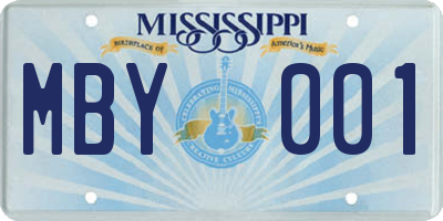 MS license plate MBY001