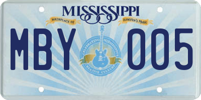 MS license plate MBY005