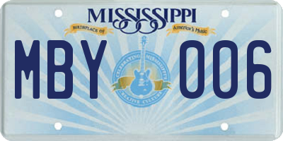 MS license plate MBY006