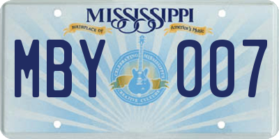 MS license plate MBY007