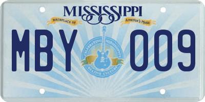 MS license plate MBY009