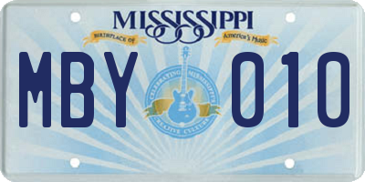 MS license plate MBY010