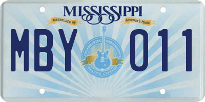 MS license plate MBY011