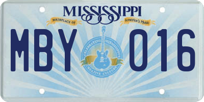 MS license plate MBY016