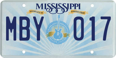 MS license plate MBY017