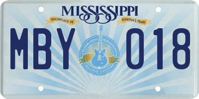 MS license plate MBY018