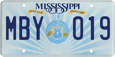 MS license plate MBY019