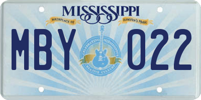 MS license plate MBY022