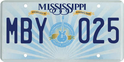 MS license plate MBY025