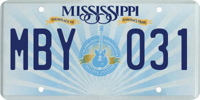 MS license plate MBY031