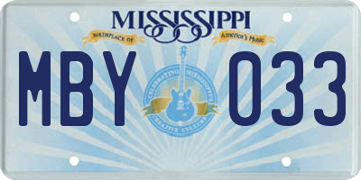 MS license plate MBY033
