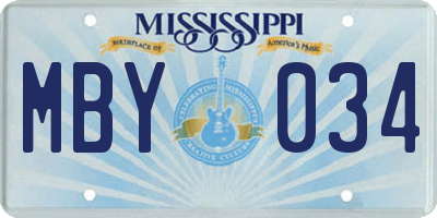 MS license plate MBY034