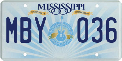 MS license plate MBY036