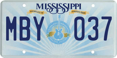 MS license plate MBY037