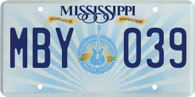 MS license plate MBY039