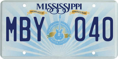 MS license plate MBY040