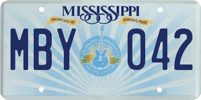 MS license plate MBY042