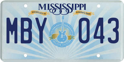 MS license plate MBY043