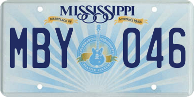 MS license plate MBY046